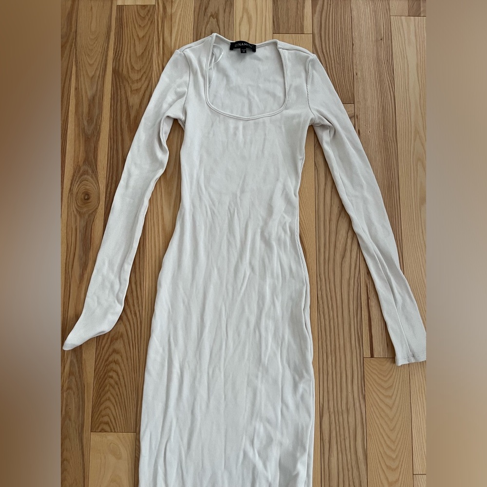 Dynamite Ivory Ribbed Bodycon Maxi Dress - Picture 3 of 4